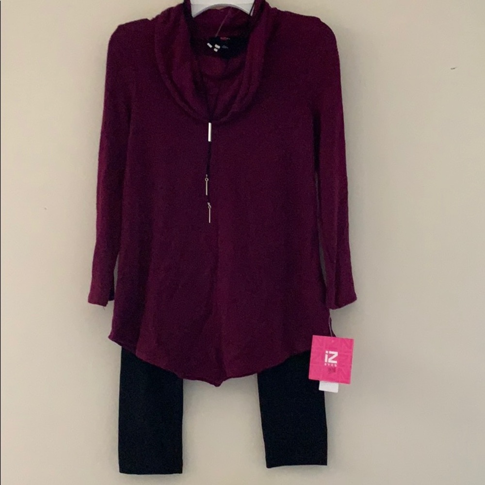 IZ Byer Girl Long Sleeve Knit Top with Leggings